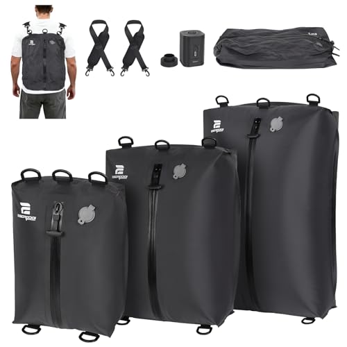 3Pack Vacuum Bags for Travel with Pump,Reusable&Waterproof,Black - color: Black
