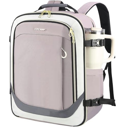 KROSER Laptop Backpack Computer Backpack 17 Inch Men-Beige/Dusty Pink/Grey - color: Beige/Dusty Pink/Grey
