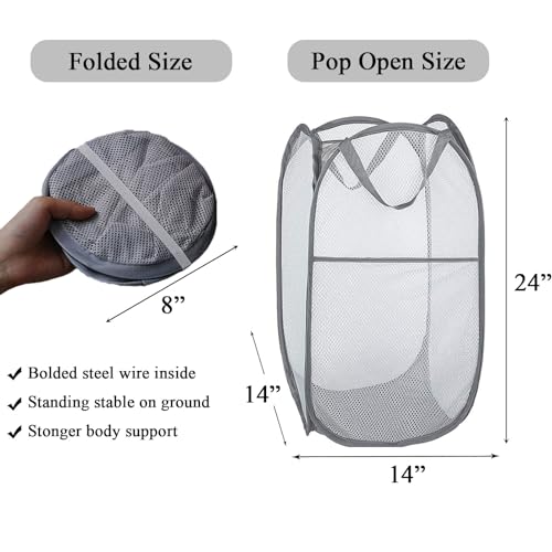 Larpur Pack of 3 Pop up Laundry Hampers, Collapsible Laundry Baskets, Gray - color: 3*Grey