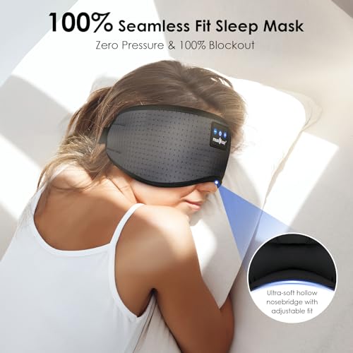 MUSICOZY Sleep Headphones Bluetooth 5.4 Sleep Mask with HD Sound - color: Gray