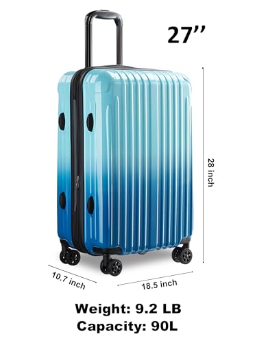 Large Checked Luggage Hardside Suitcase with Spinner Wheels, 27in - color: Ice, size: L(27In)