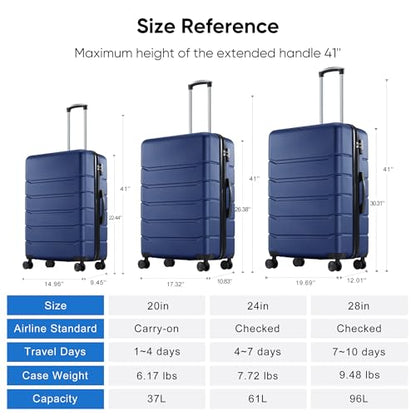OLIXIS 20 Inch Carry-On Luggage, Hardside Suitcase with Spinner Wheels, Lightweight ABS Hard Shell Travel Luggage, TSA Approved Lock, Expandable Small Suitcase for Business & Travel–Blue - color: Blue, size: 20 IN