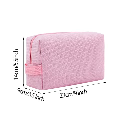 DYSHAYEN Small Waffle Makeup Bag for Travel, Pink - color: Pink