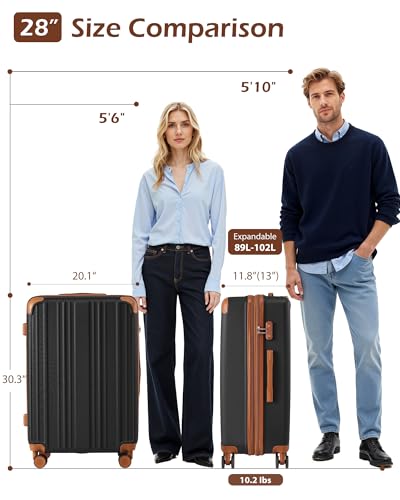 Coolife Luggage, Lightweight and Durable Hardshell, 28 in, apricot black - color: apricot black, size: L(28in)