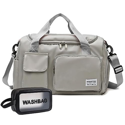 Small Gym Bag for Women, Travel Duffle Bag Carry On Weekender Bag with Shoe Compartment - color: 29#All Grey, style: Gym Bag&toiletry Bag