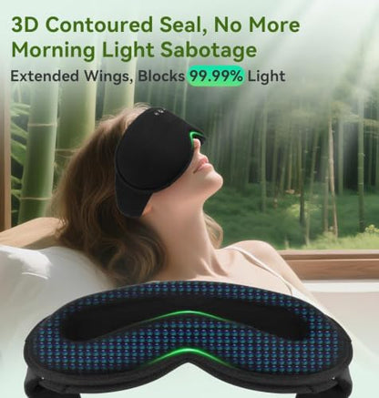 LC-dolida Bamboo Cotton Weighted Bluetooth Sleep Masks, 3D Weighted Sleep Masks with Bluetooth 5.4 Headphones, Total Blackout Bluetooth Sleep Mask for Women Men, Weight Eye Mask for Sleeping, Black - color: Black