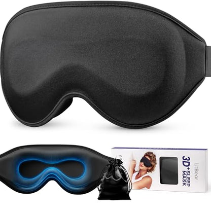 LitBear Sleep Mask for Lash Extension, Blackout Sleeping Mask for Women Men - color: Black