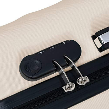 3 Piece Luggage Set Gold Hardside Trolley Suitcase with 360° Spinner Wheels Durable ABS Travel Bags with Security Lock for Business and Vacation S M L Sizes - color: Gold, size: 14.2" x 8.7" x 21.7"