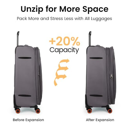 28'' Luggage with Spinner Wheels,Checked Softside Luggage - color: Grey, size: Checked-Large 28-Inch