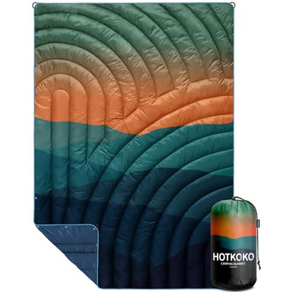 Puffy Camping Blanket,Mini Camp Blanket Outdoor Camping Quilt Waterproof - color: Dawn, size: 39x55"