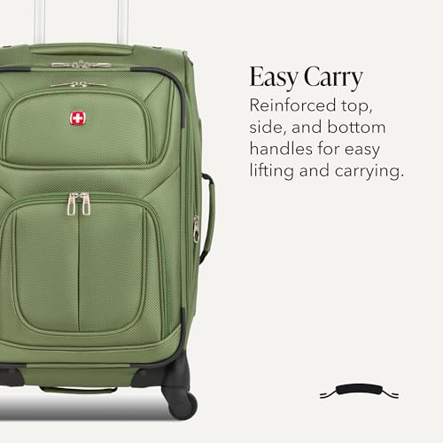 SWISSGEAR Sion Carry-On Spinner Luggage, Softside Expandable, Lightweight Suitcase, Evergreen, 22.75-Inch - color: Evergreen, size: Carry-On