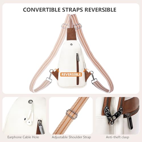 Anti-theft Chest Bags Women Small PU Leather Sling Fanny Pack - color: White-a