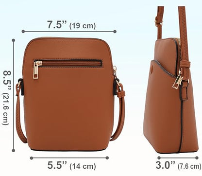 Small Crossbody Bag with Gold Hardware, Mini Shoulder Purse with Adjustable Strap - color: Tan