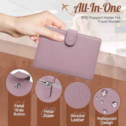 Likesing RFID Blocking Passport Holder, Leather Travel Wallet Womens(Pink) - color: Pink