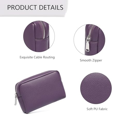 Makeup Bag for Purse Travel Cosmetic Bag (PU Anemone Purple) - color: Anemone Purple