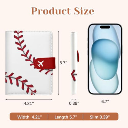 Baseball Passport Holder for Travel Essentials, RFID Blocking Wallet Case - color: Baseball