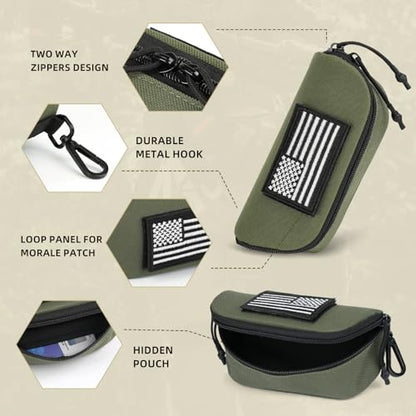 Tactical Molle Glasses Case, Shockproof Eyeglass Pouch for Glasses - color: 03-army Green