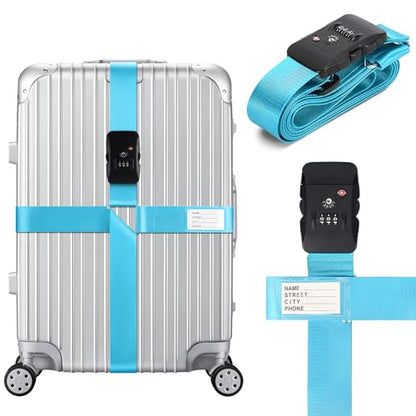 TSA Approved Luggage Straps with Combination Lock, Cross Blue - color: Cross Blue