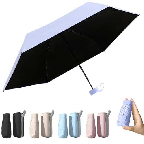 TOPSAIL Mini Umbrella for Travel, UPF 50+ UV Sun & Rain Protection, Compact 6k Folding Pocket Umbrella with Case for Purse, Backpack - color: Purple