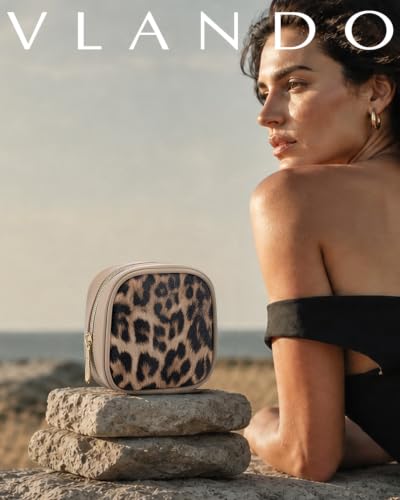 VLANDO Mini Makeup Bag for Purse,Slip-in Pocket,Leopard,Toffee - color: Mini-Leopard Toffee