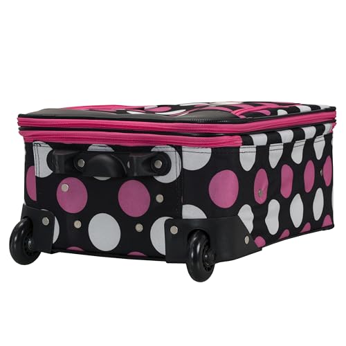 Rockland Fashion Softside 2 Piece Luggage Set, Expandable, (14" Tote/19" Upright), Multi Pink Dot - color: Multi Pink Dot, size: 2 Piece (19"/14" Tote)