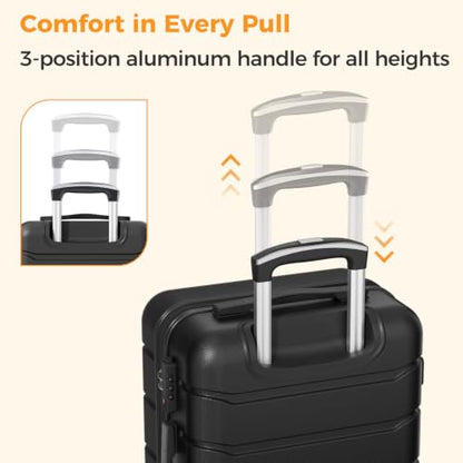 NEWBULIG 20 Inch Carry on Luggage, Hard Shell Suitcase, Black - color: Black, size: 20 Inch