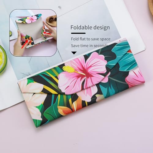 Foldable Glasses Case, Magnetic PU Leahter Sunglasses Case, Cute Hard Shell Folding Eyeglass Cases for Women Kids - color: Black Flower