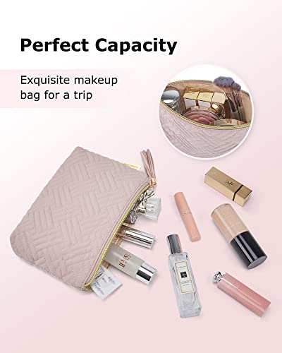 BAGSMART Small Makeup Bag with Tassel, Soft Cosmetic Pouch 8.7" - color: 03-Camel-1 pcs