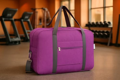 Foldable Travel Duffel Bag for Women and Men, Lightweight Carry-On Tote with Large Capacity and Simple Design (Purple) - color: Purple