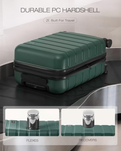Coolife Luggage Set, Lightweight Durable Hardshell, 3 piece, Reed Green - color: Reed Green