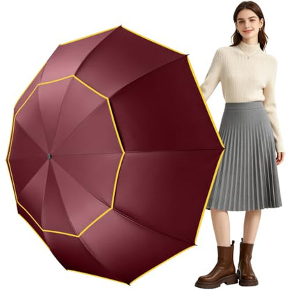 Kalolary 62 Inch Extra Large Golf Umbrella UV Protection Compact Umbrella - color: Red
