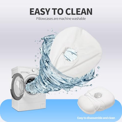 Memory Foam Ear Piercing Pillow with Hole for CNH & Pressure Sores - color: White