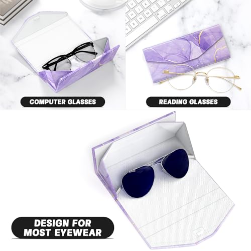 Sunglasses Case, Foldable Glasses Case, Magnetic Hard Shell Folding Holder - color: Dream Purple, style: 2 Pcs