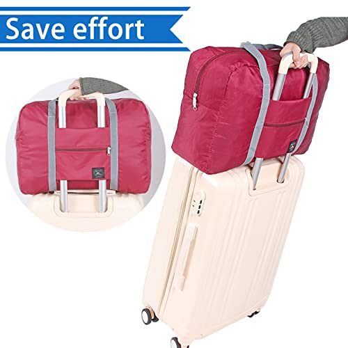 Foldable Travel Duffel Bag Tote Spirit Airlines Personal item Bag(Red) - color: Red