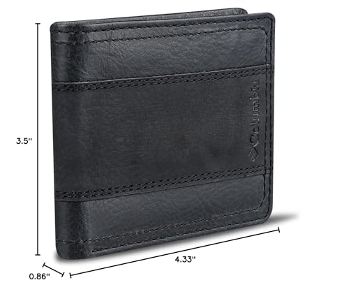 Columbia Mens RFID Slim Bifold Wallet With ID Window Black Two Tone - color: Black Two Tone