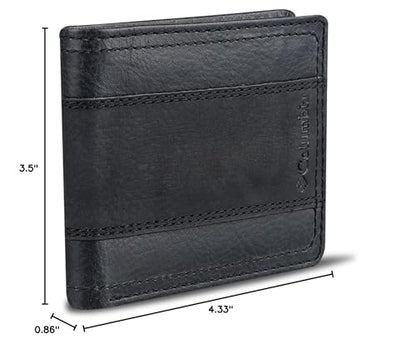 Columbia Mens RFID Slim Bifold Wallet With ID Window Black Two Tone - color: Black Two Tone
