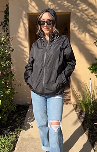 TCOT Womens Rain Jackets Waterproof Windbreaker Jackets lightweight Portable Rain Coat - color: Black, size: Medium