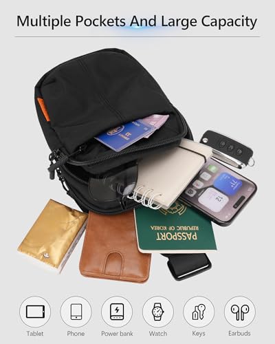 Peicees Sling Bag for Men Small Crossbody Bag Anti Theft Travel Pack - color: Light Grey
