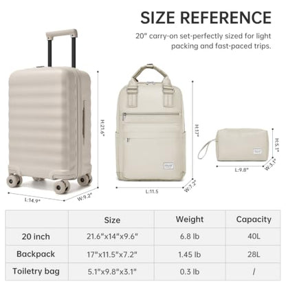 Carry On Luggage Set 3 Piece, Carry-on Suitcase With Wheels - color: BT-Oysters