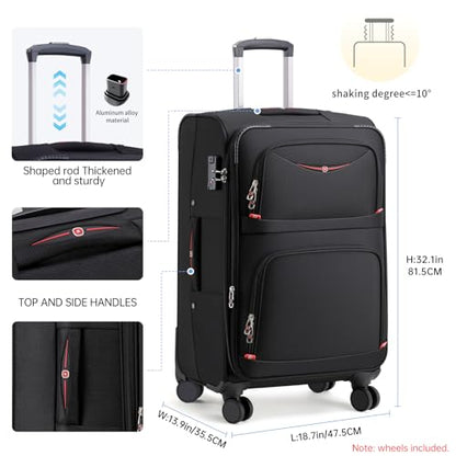 ROPLUS Softside Expandable Luggage with 4 Spinner Wheels, Durable Checked-Luggage Suitcase (Black, 31-Inch) - color: Black, size: 31-Inch