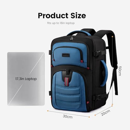 LOVEVOOK 40L Travel Backpack for Men - Airline Approved Carry On Backpack - color: Black & Blue, size: 40L-17inch