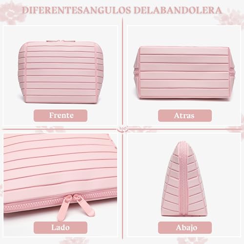 Travel parallel vertical Makeup Bag with Fold-Down Design and Adjustable Dividers,upright Cosmetic Toiletry Bags Brown - color: Brown