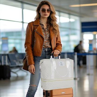 Geestock Travel Duffle Bag - Weekender Overnight Bags for Women, White - color: White