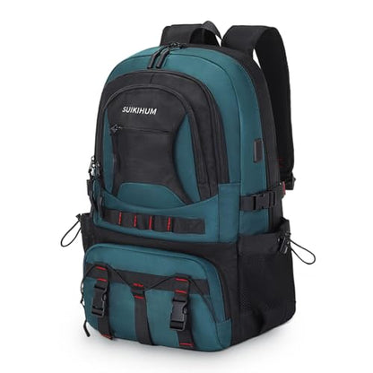 Hiking Daypack Camping Expandable Travel Backpack Men Women 40L - color: Turquoise&black, size: Medium
