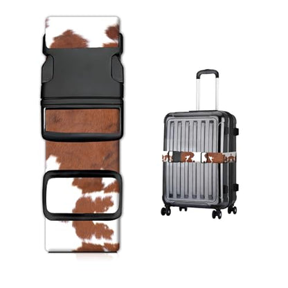 Luggage Straps for Suitcases, Heavy Duty Travel Belt with Quick-Release Buckle, Adjustable Suitcase Strap, Cute Luggage Accessories for Travel Brown Cowhide - color: Brown Cowhide