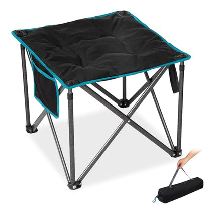 FUNDANGO Oversized Camping Stool Padded 18.1in 440Lbs Folding Foot Rest - color: Black Ultimate-1 Pack