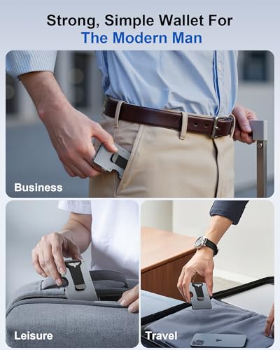 Lenvoten Upgraded Hinged Minimalist Wallet for Men, RFID Blocking Wallet - color: S4-Matte Grey