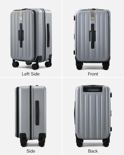 Hanke 20 Inch Top Opening Expandable PC Carry On Luggage with TSA Lock,50L - color: Grey, size: 20 Inch