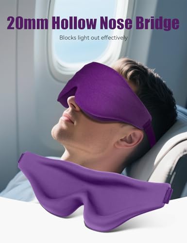 Sleep Eye Mask for Men Women, EVA BELLE Light Blocking Sleeping Mask for Side Sleeper, 3D Contoured Cup Night Blindfold, Lash Extensions 3D Sleeping Mask with Adjustable Strap for Travel, Night & Nap - color: 02-purple
