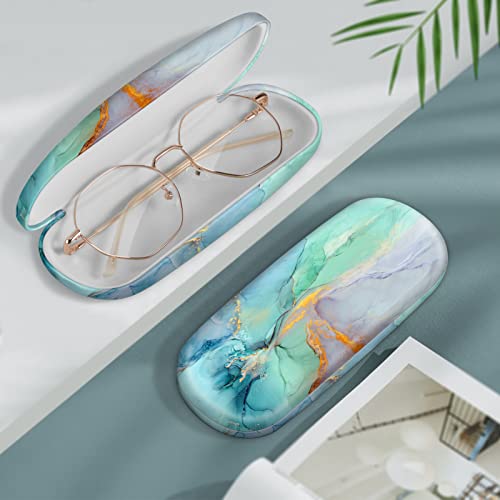 FINTIE Hard Shell Eyeglasses Case, Portable Protective Glasses Cover - color: Emerald Marble